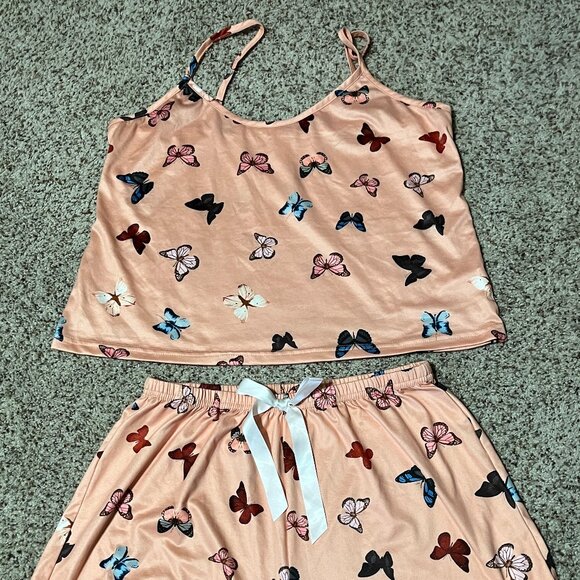 Butterfly Print Cami Top & Bow Front Shorts PJ Set - Picture 2 of 7